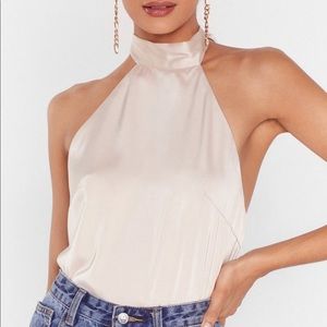 Nasty Gal Sleekin Out Satin Halter Top